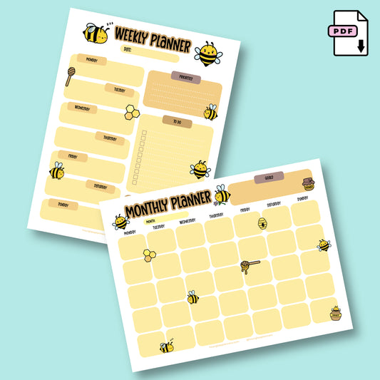 Bee Theme Weekly and Monthly Planner