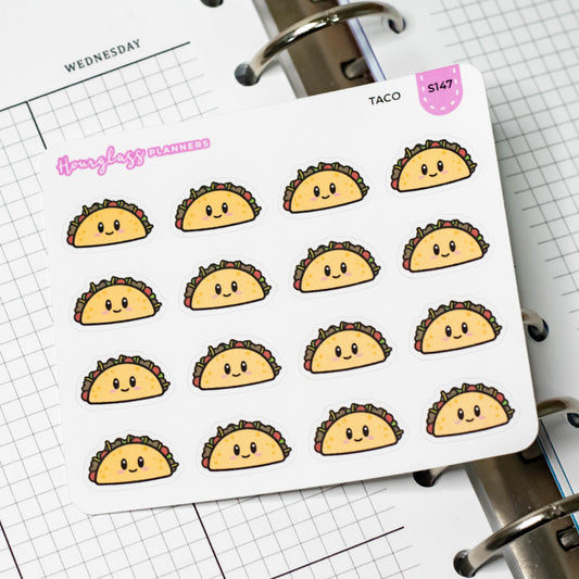 Cute Taco Icon Planner Sticker Sheet
