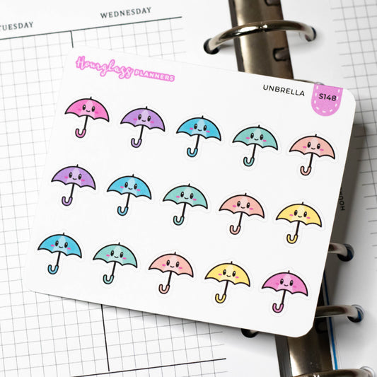 Cute Umbrella Planner Sticker Sheet