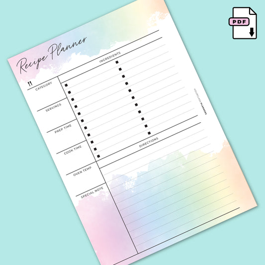 Rainbow Printable: Recipe Planner