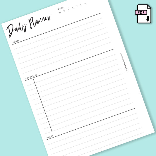 Minimal Printable: Daily Plan Checklist