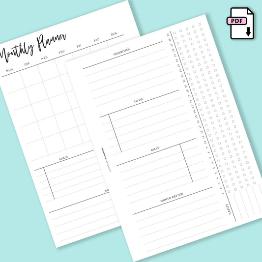 Minimal Printable: Monthly Overview Planner