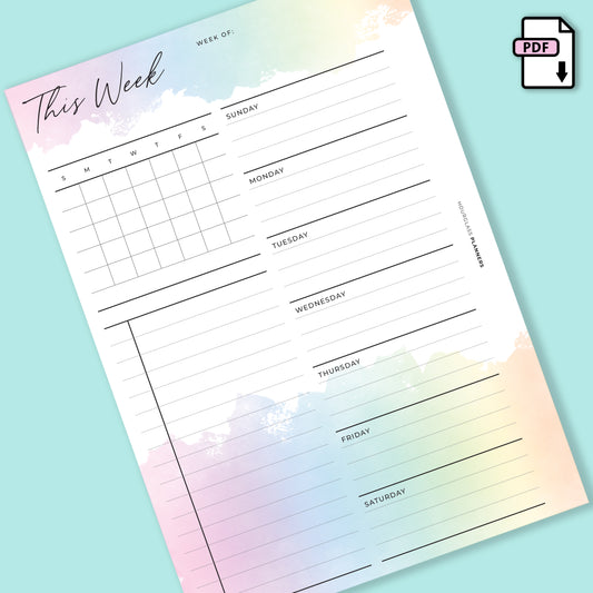 Rainbow Printable: Week on One Page with Calendar