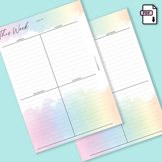 Rainbow Printable: Week on Two Pages Boxes