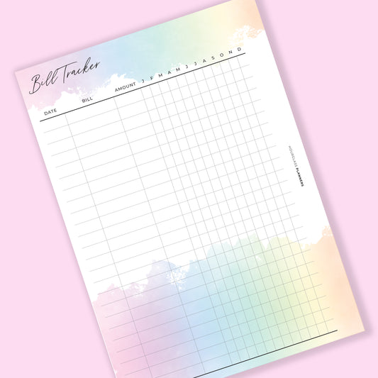 Rainbow Printed: Yearly Bill Tracker
